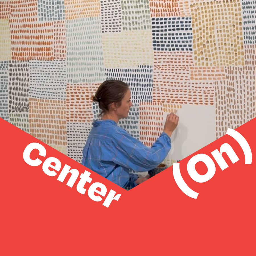 Center (On) Artist Kayla Powers working on her Flourish exhibit at the Saugatuck Center for the Arts.