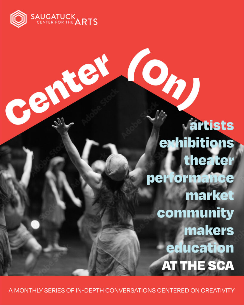 A banner showing all the artistic benefits of participating in the SCA Center (ON) artist events in Saugatuck Michigan.