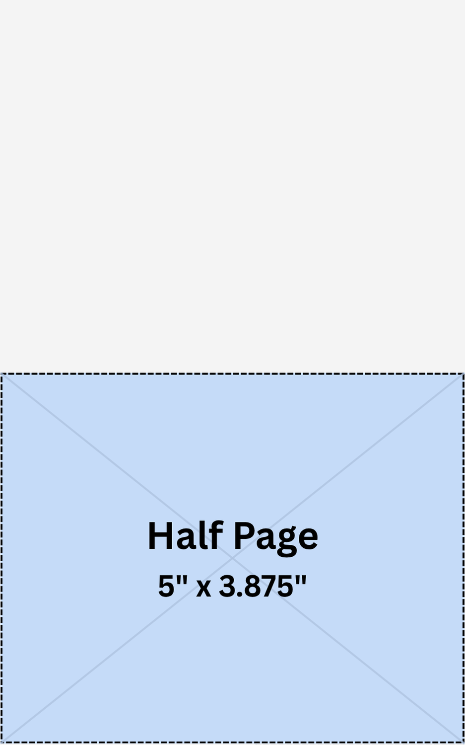 Landscape: 5" (wide) x 3.875" (tall)