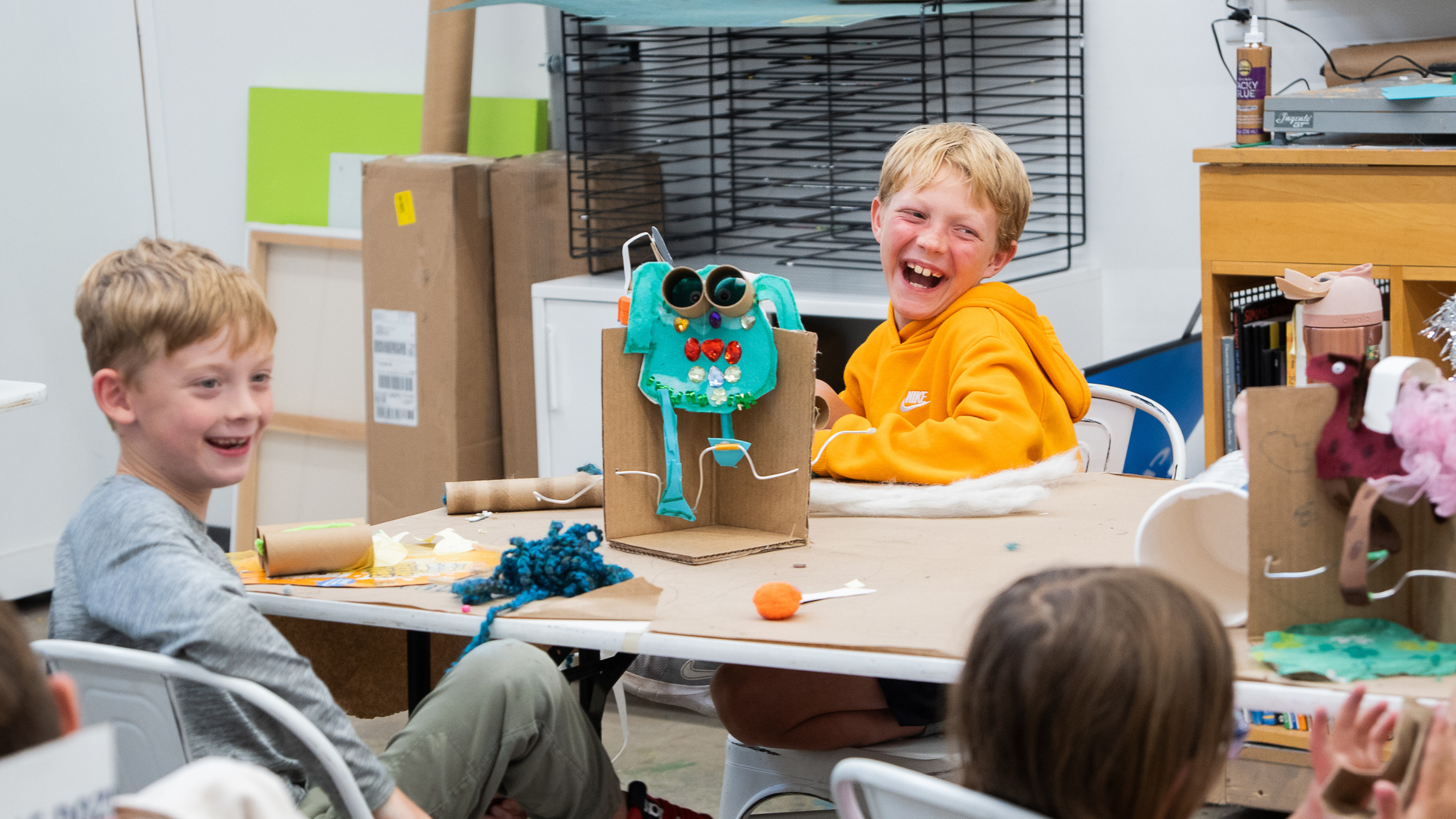 Children enjoying an art camp during the summer.